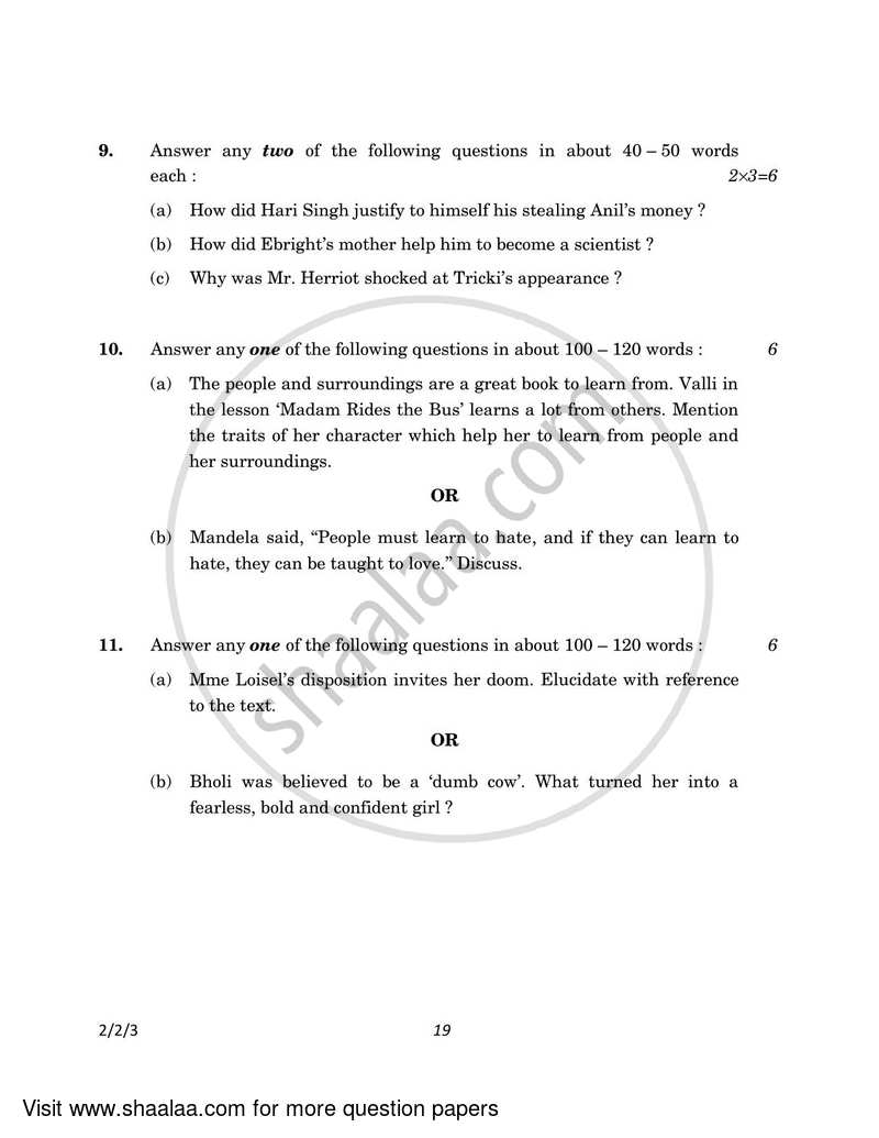 English - Language and Literature 2022-2023 Class 10 - CBSE (Central Board of Secondary Education) question paper with PDF download