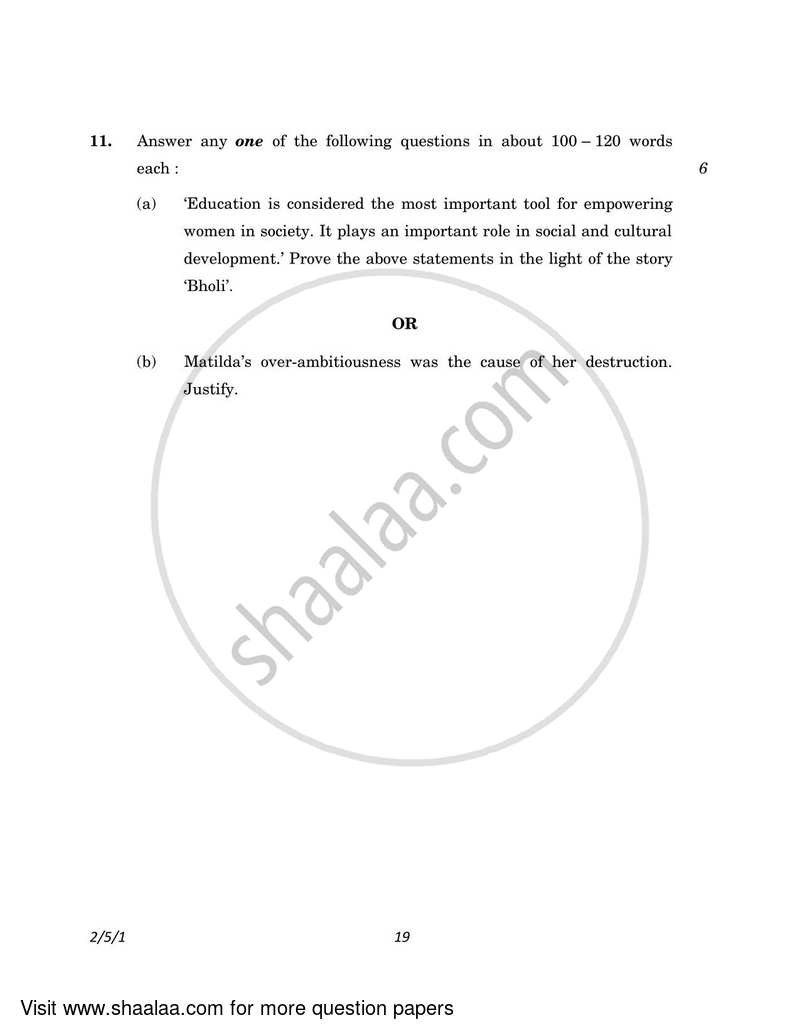 English - Language and Literature 2022-2023 Class 10 - CBSE (Central Board of Secondary Education) question paper with PDF download