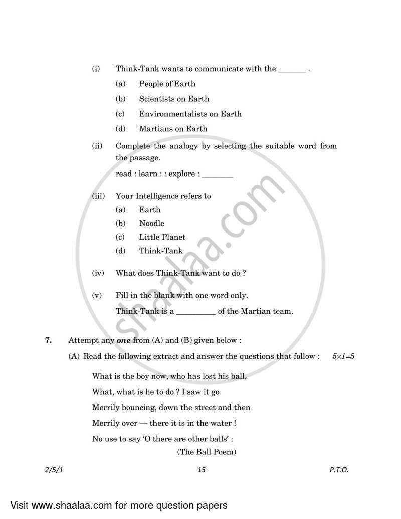 English - Language and Literature 2022-2023 Class 10 - CBSE (Central Board of Secondary Education) question paper with PDF download