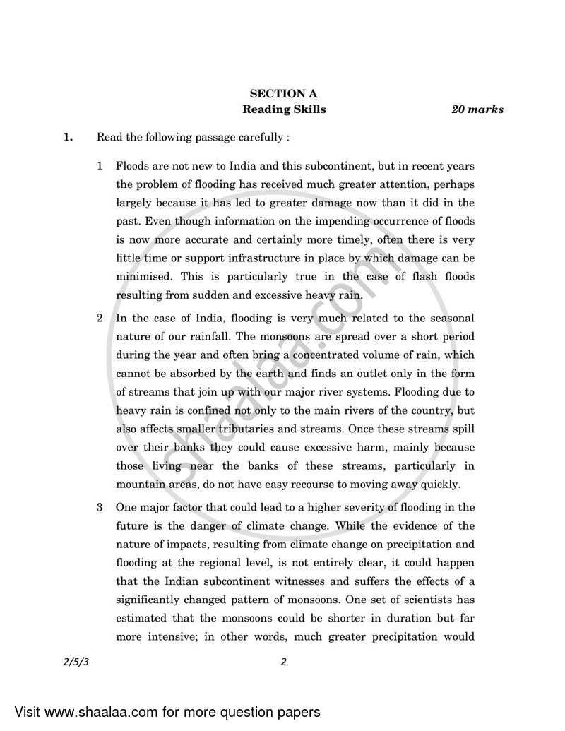 English - Language and Literature 2022-2023 Class 10 - CBSE (Central Board of Secondary Education) question paper with PDF download