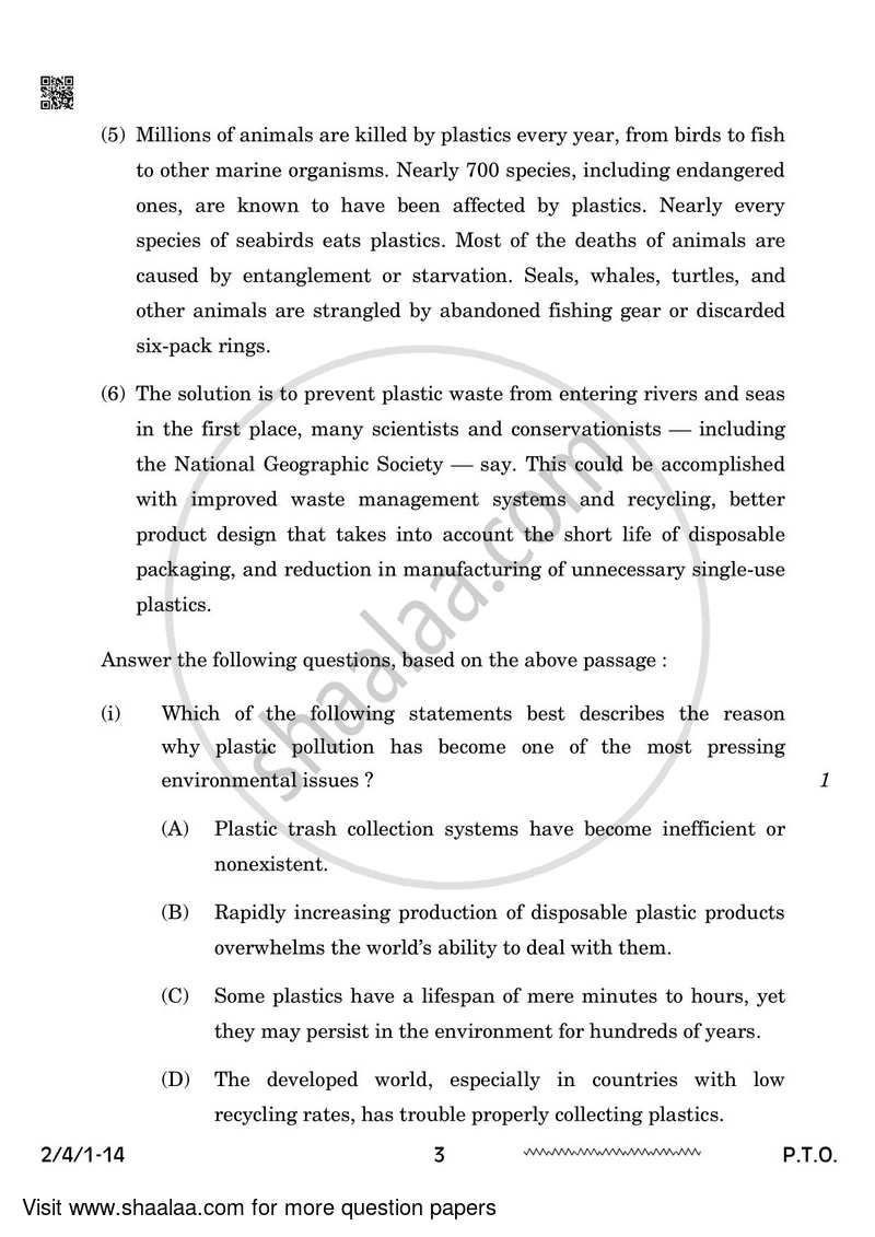 English - Language and Literature 2023-2024 Class 10 - CBSE (Central Board of Secondary Education) question paper with PDF download
