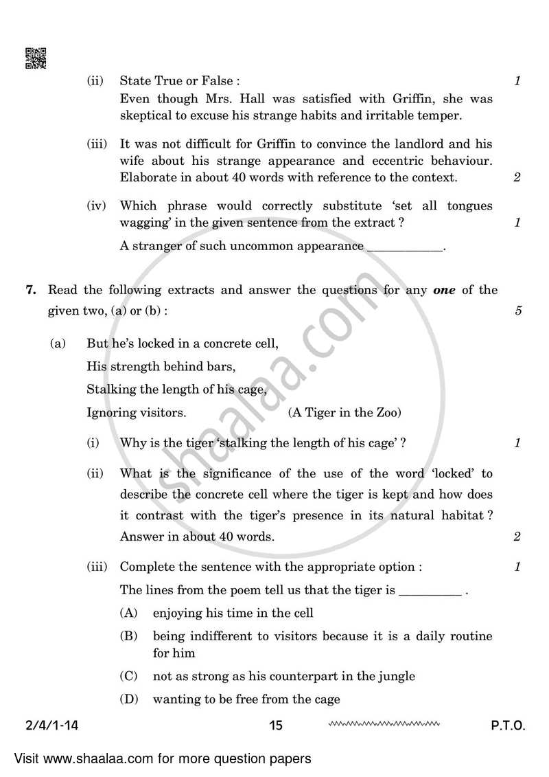 English - Language and Literature 2023-2024 Class 10 - CBSE (Central Board of Secondary Education) question paper with PDF download