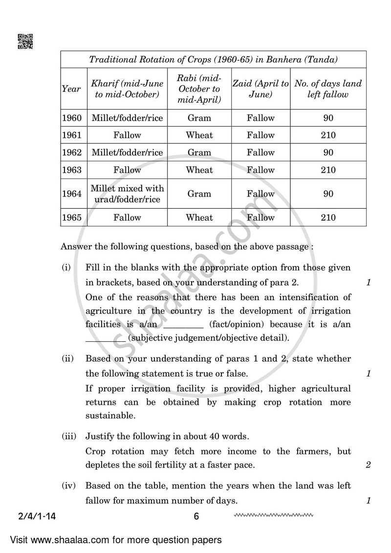 English - Language and Literature 2023-2024 Class 10 - CBSE (Central Board of Secondary Education) question paper with PDF download