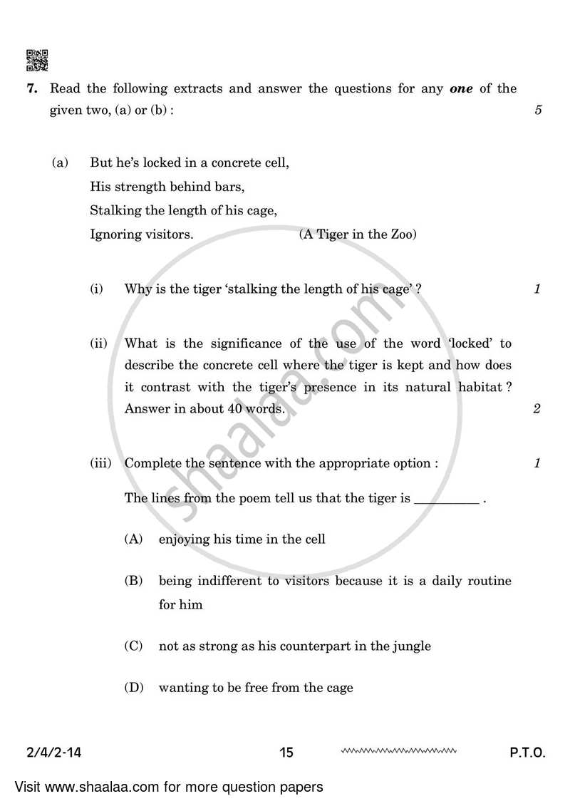 English - Language and Literature 2023-2024 Class 10 - CBSE (Central Board of Secondary Education) question paper with PDF download