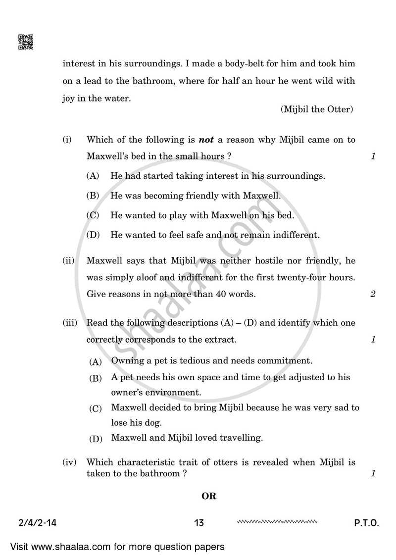 English - Language and Literature 2023-2024 Class 10 - CBSE (Central Board of Secondary Education) question paper with PDF download