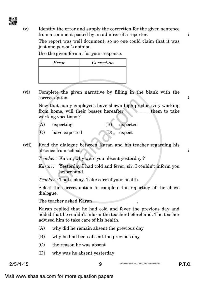 English - Language and Literature 2023-2024 Class 10 - CBSE (Central Board of Secondary Education) question paper with PDF download