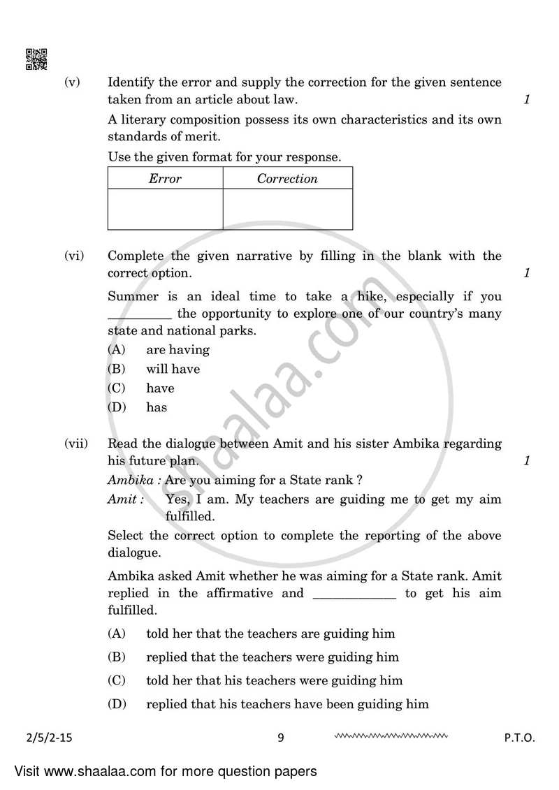 English - Language and Literature 2023-2024 Class 10 - CBSE (Central Board of Secondary Education) question paper with PDF download