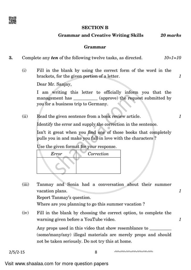 English - Language and Literature 2023-2024 Class 10 - CBSE (Central Board of Secondary Education) question paper with PDF download