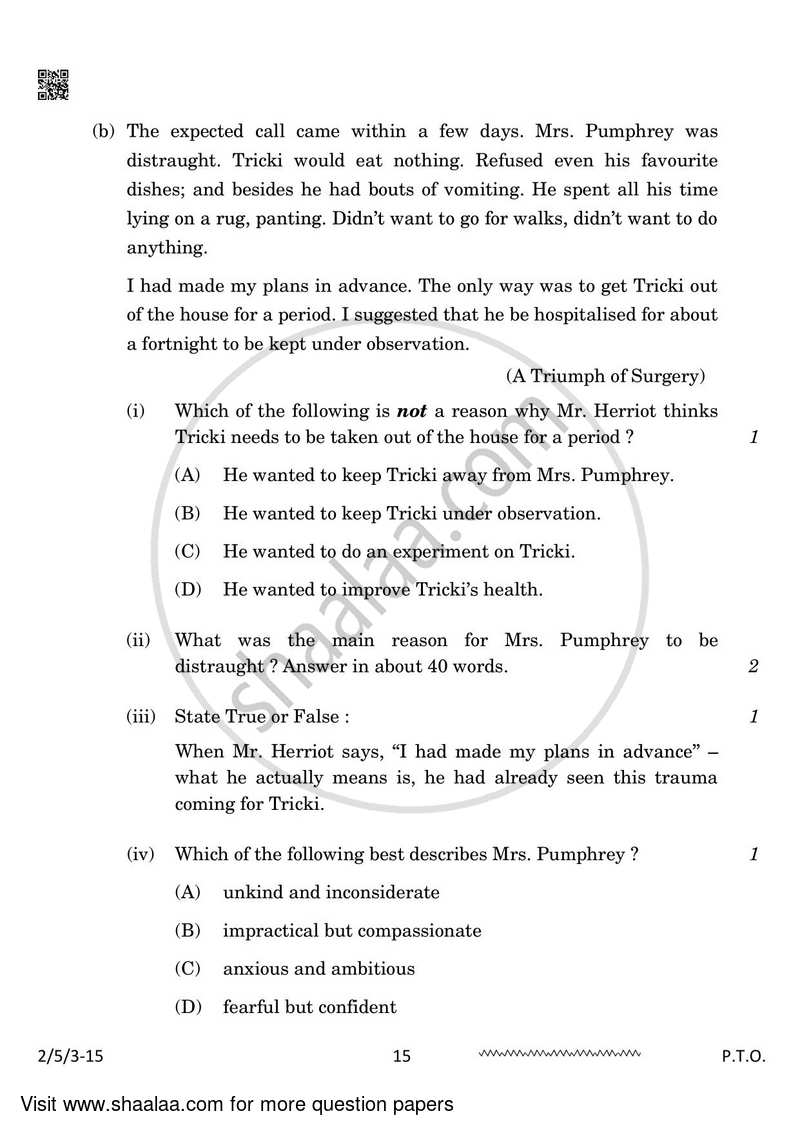 English - Language and Literature 2023-2024 Class 10 - CBSE (Central Board of Secondary Education) question paper with PDF download