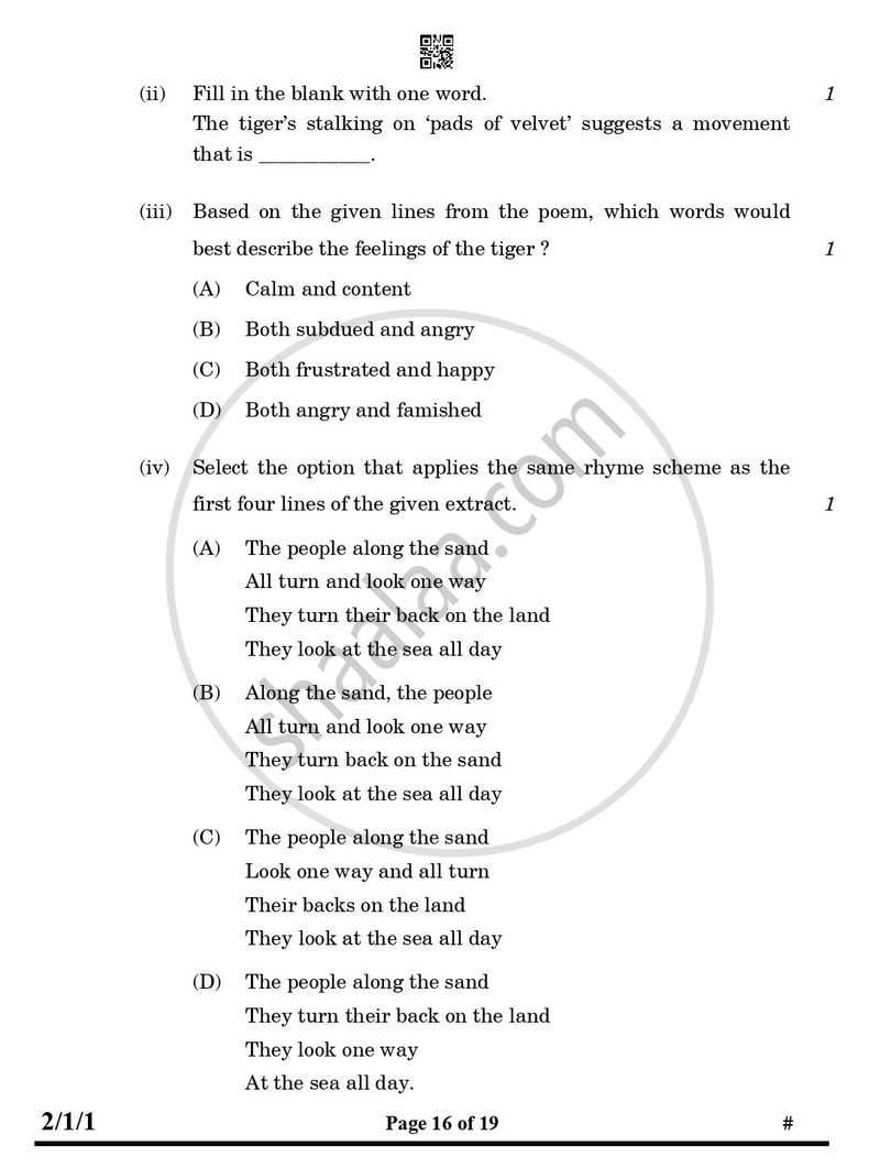 English - Language and Literature 2024-2025 Class 10 - CBSE (Central Board of Secondary Education) question paper with PDF download