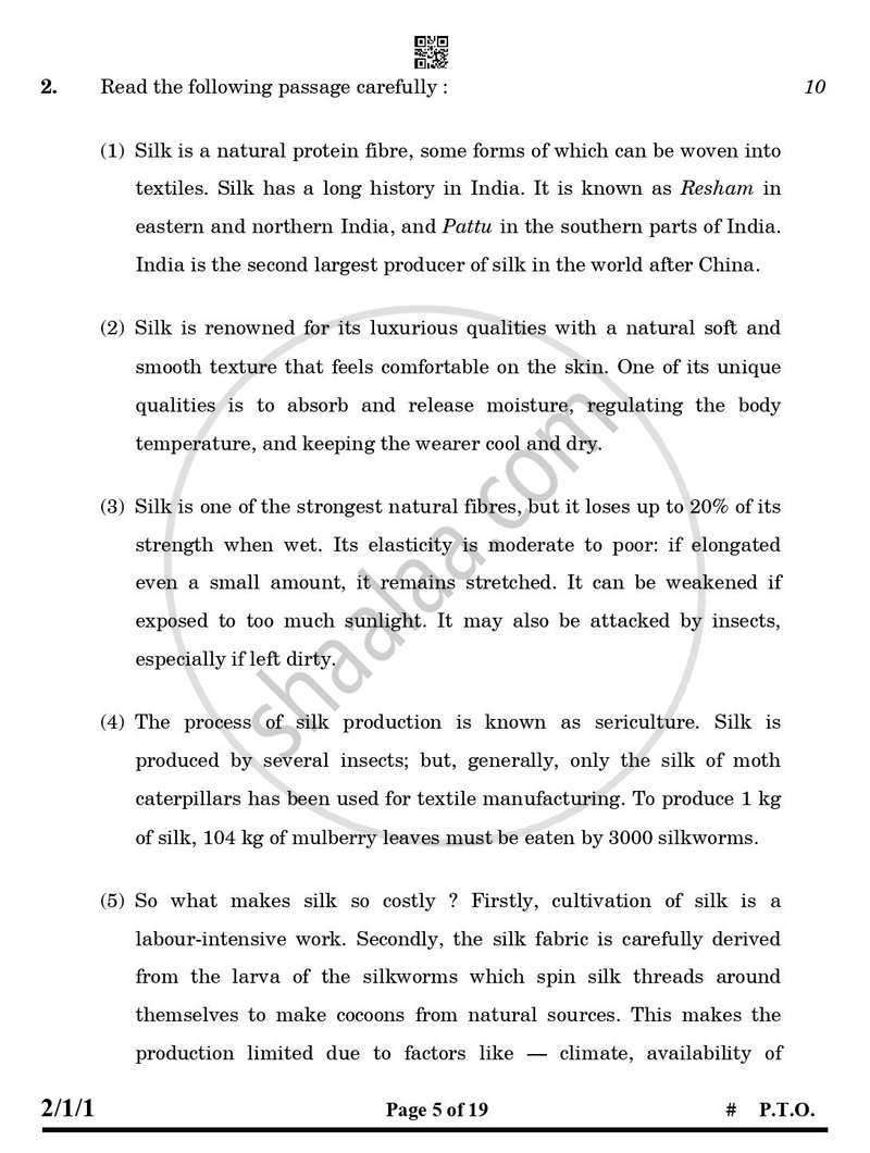 English - Language and Literature 2024-2025 Class 10 - CBSE (Central Board of Secondary Education) question paper with PDF download