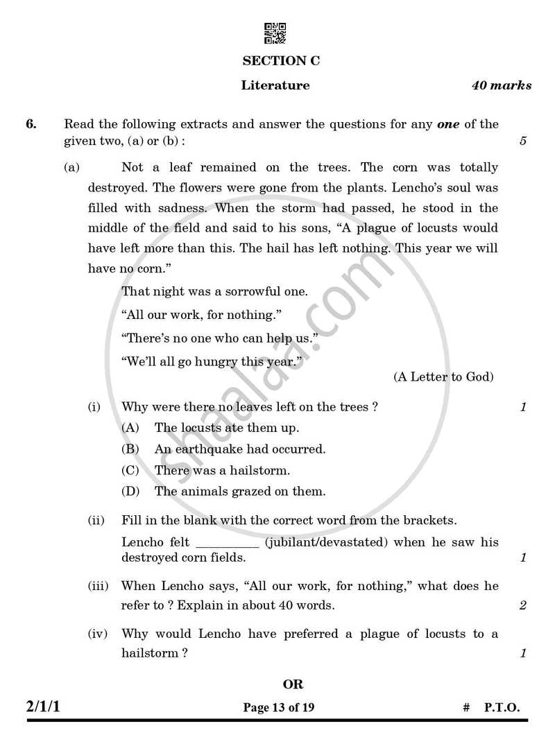 English - Language and Literature 2024-2025 Class 10 - CBSE (Central Board of Secondary Education) question paper with PDF download