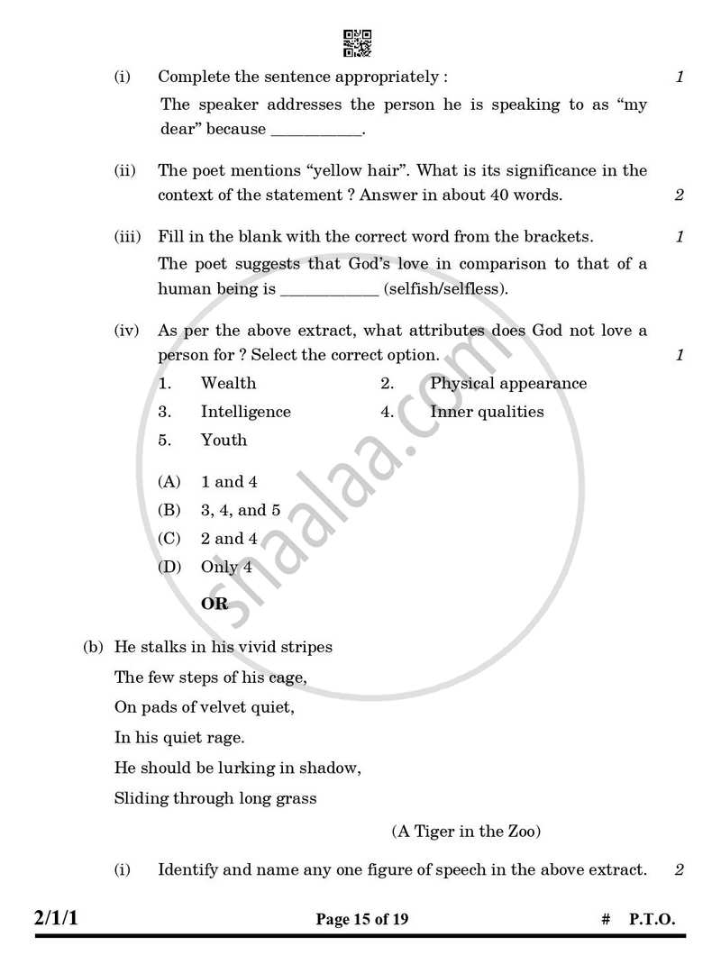English - Language and Literature 2024-2025 Class 10 - CBSE (Central Board of Secondary Education) question paper with PDF download