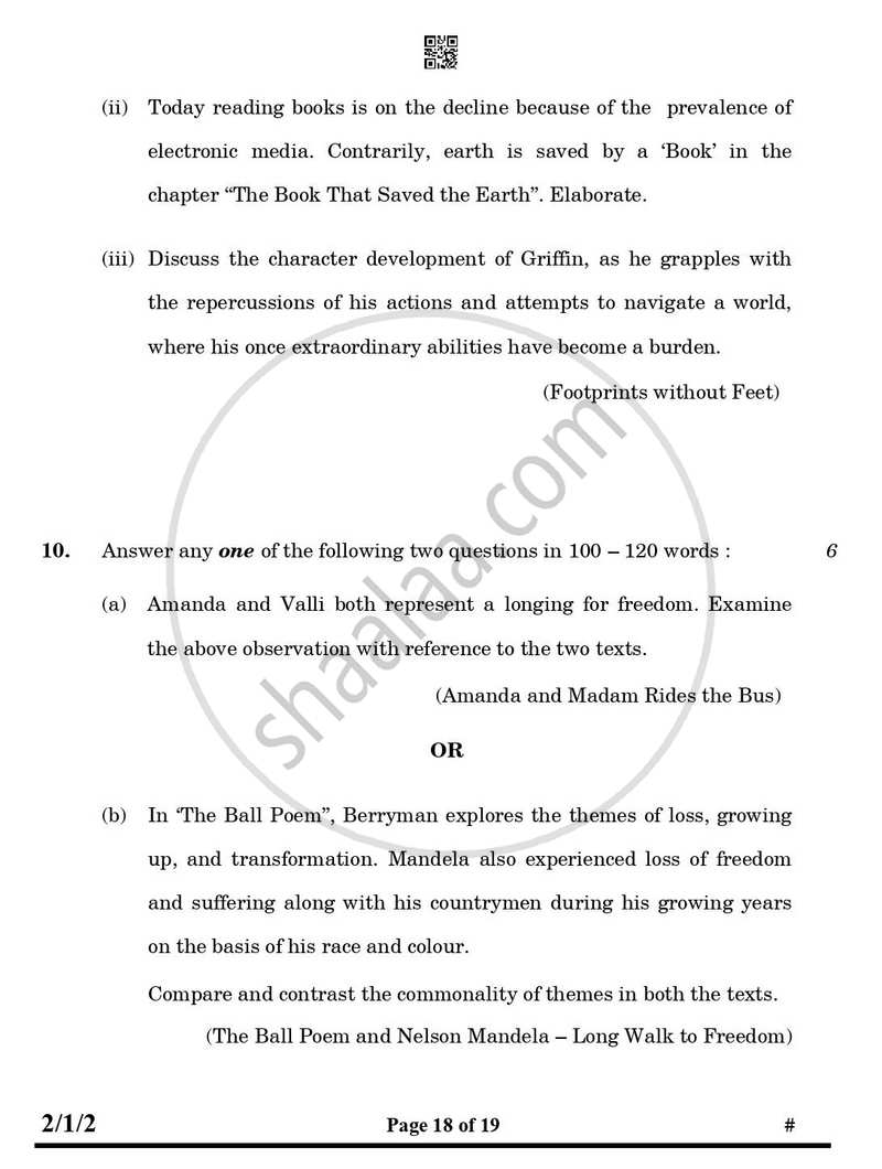 English - Language and Literature 2024-2025 Class 10 - CBSE (Central Board of Secondary Education) question paper with PDF download