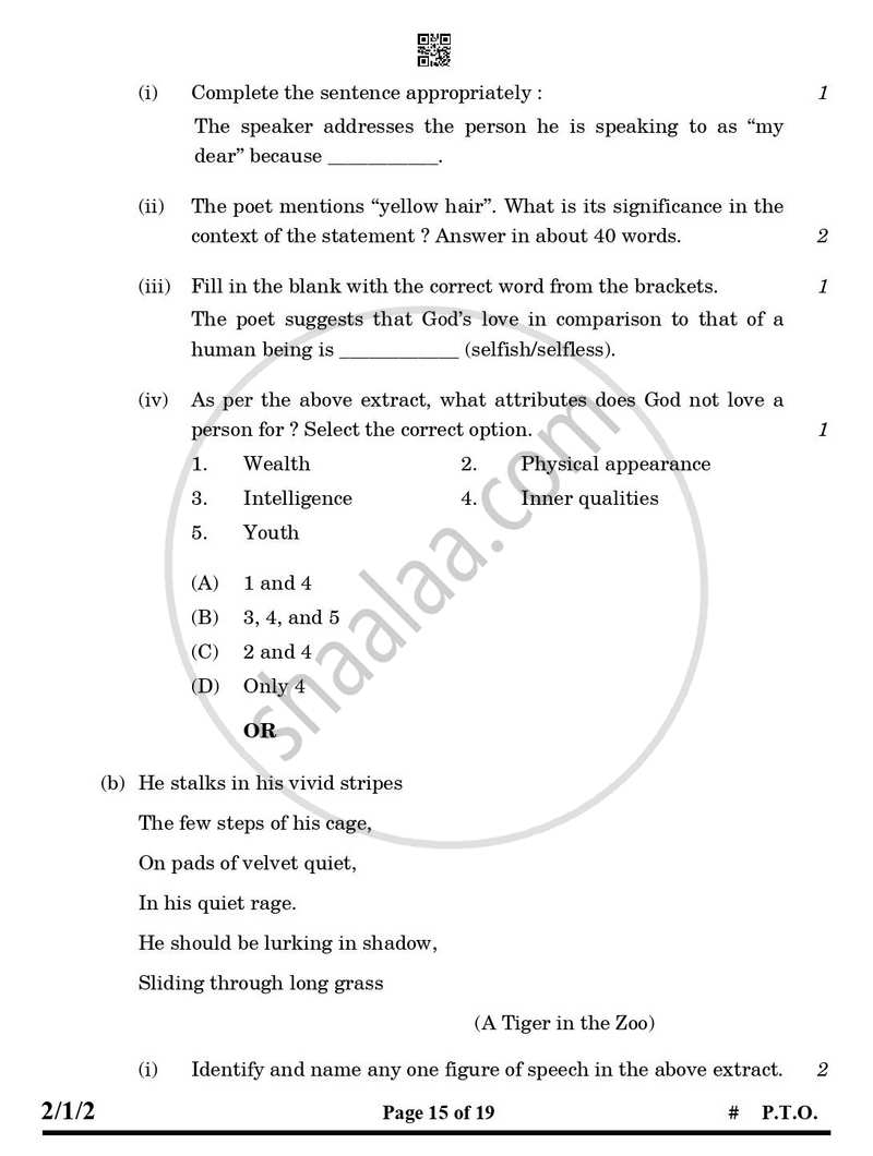 English - Language and Literature 2024-2025 Class 10 - CBSE (Central Board of Secondary Education) question paper with PDF download