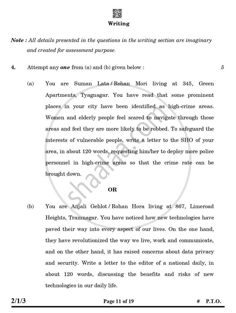 English - Language and Literature 2024-2025 Class 10 - CBSE (Central Board of Secondary Education) question paper with PDF download