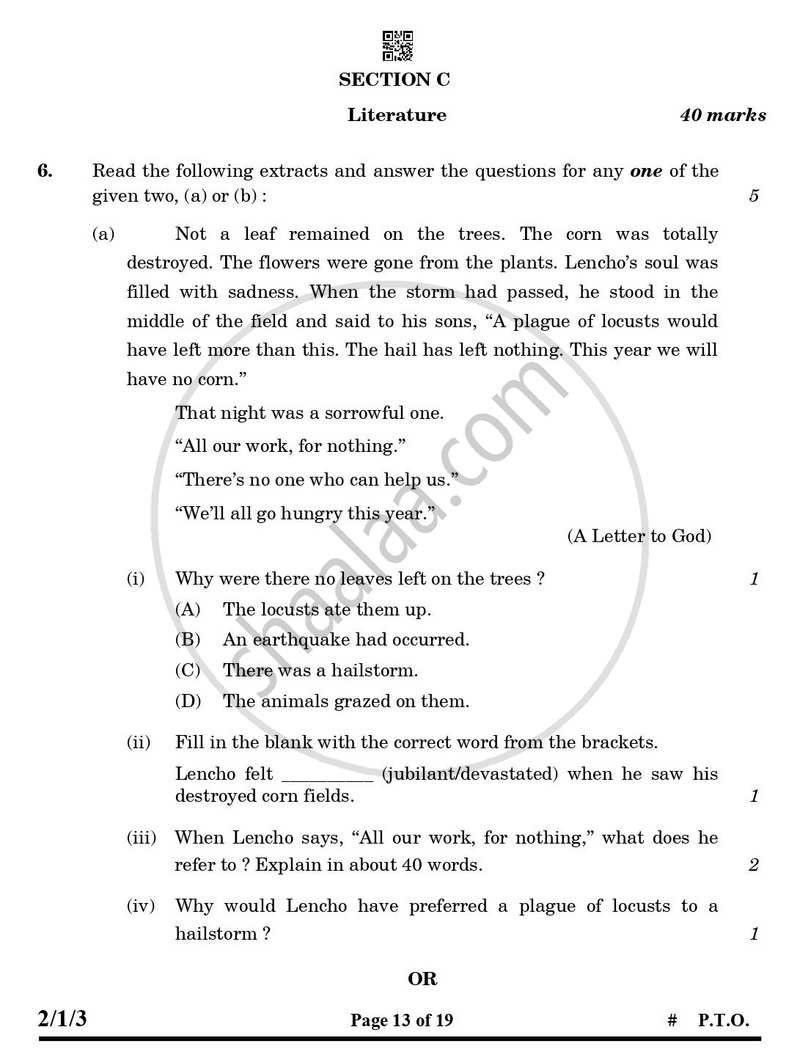 English - Language and Literature 2024-2025 Class 10 - CBSE (Central Board of Secondary Education) question paper with PDF download