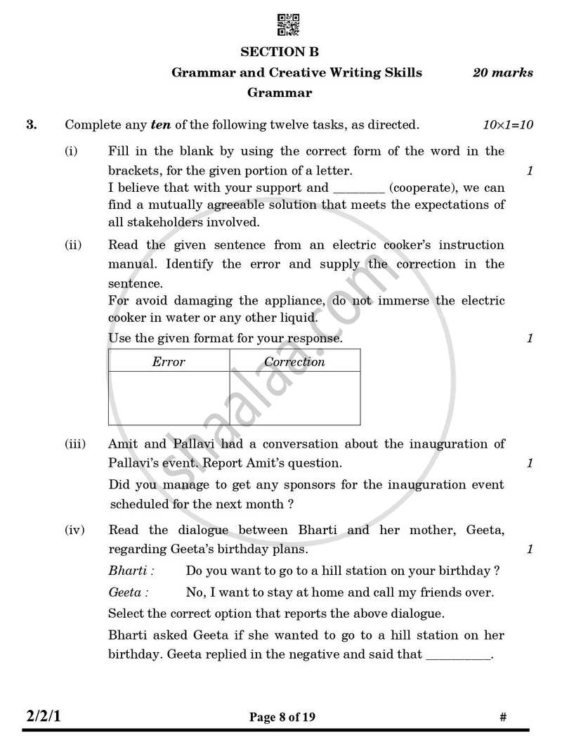 English - Language and Literature 2024-2025 Class 10 - CBSE (Central Board of Secondary Education) question paper with PDF download