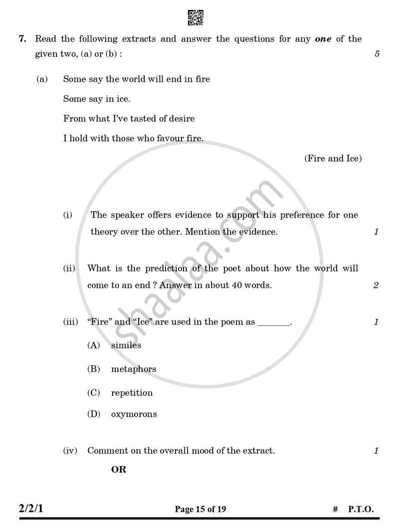 English - Language and Literature 2024-2025 Class 10 - CBSE (Central Board of Secondary Education) question paper with PDF download