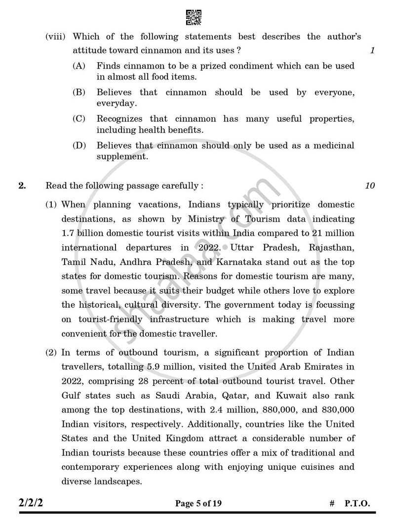 English - Language and Literature 2024-2025 Class 10 - CBSE (Central Board of Secondary Education) question paper with PDF download