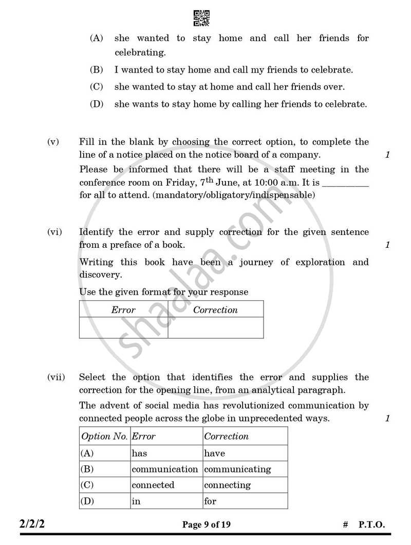 English - Language and Literature 2024-2025 Class 10 - CBSE (Central Board of Secondary Education) question paper with PDF download