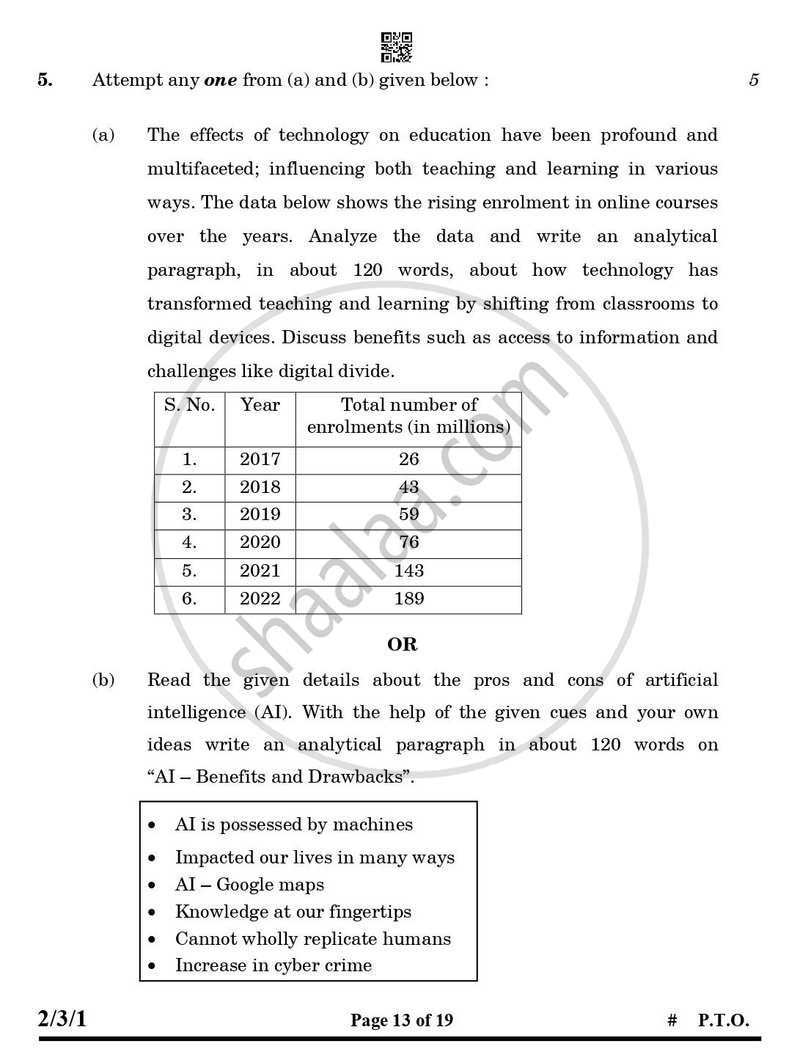 English - Language and Literature 2024-2025 Class 10 - CBSE (Central Board of Secondary Education) question paper with PDF download