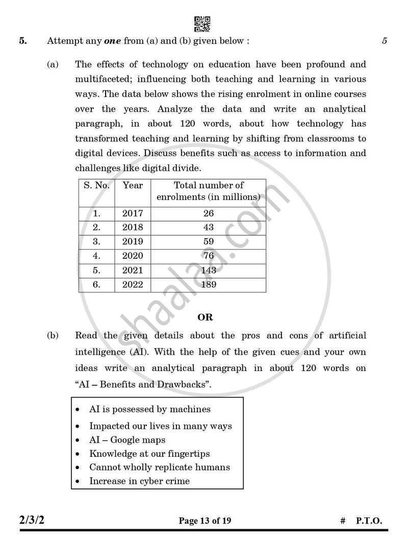 English - Language and Literature 2024-2025 Class 10 - CBSE (Central Board of Secondary Education) question paper with PDF download