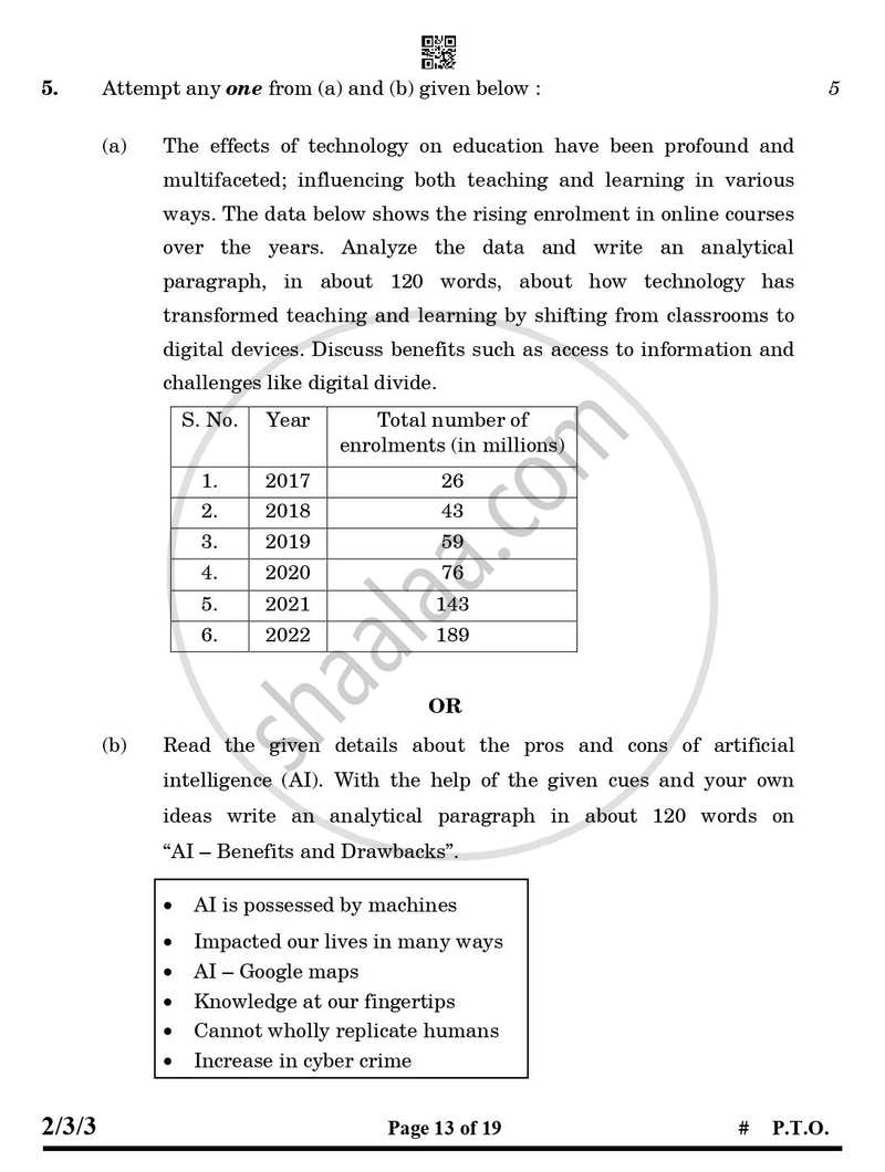 English - Language and Literature 2024-2025 Class 10 - CBSE (Central Board of Secondary Education) question paper with PDF download