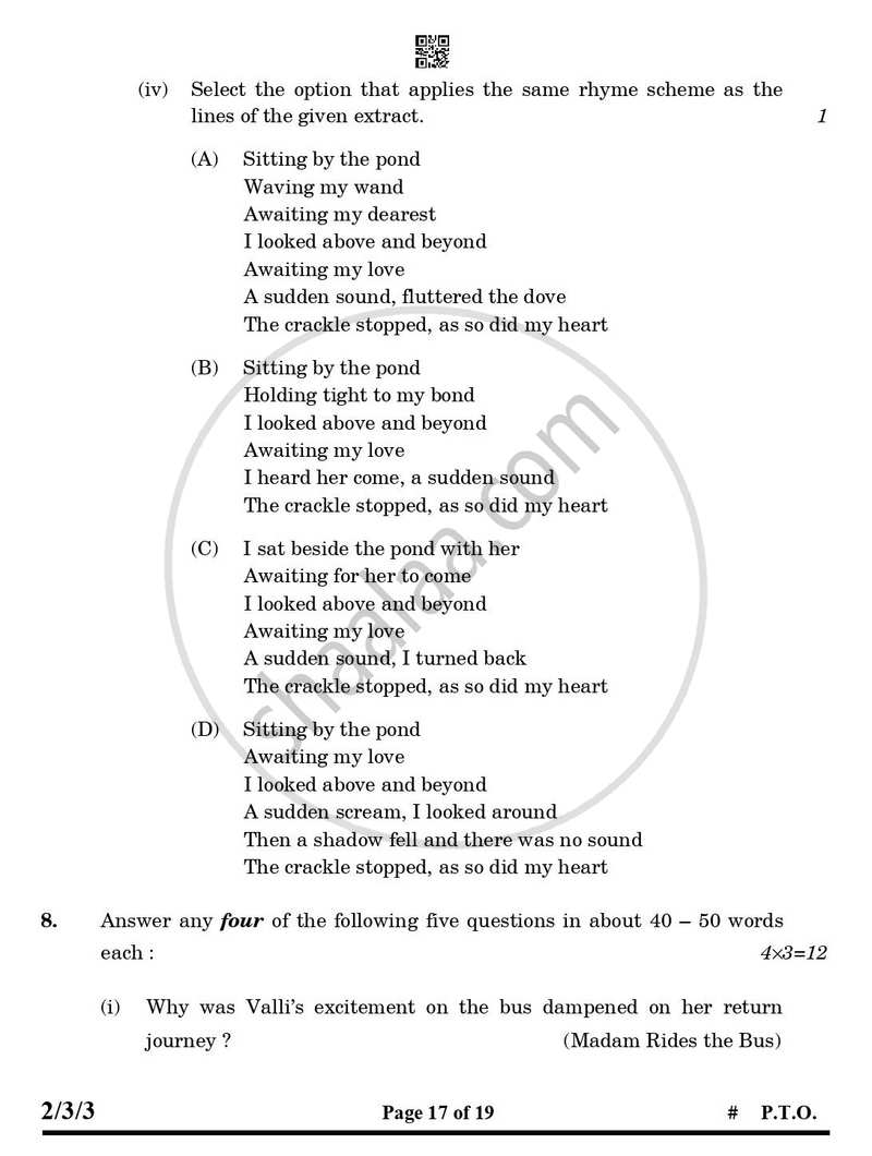 English - Language and Literature 2024-2025 Class 10 - CBSE (Central Board of Secondary Education) question paper with PDF download