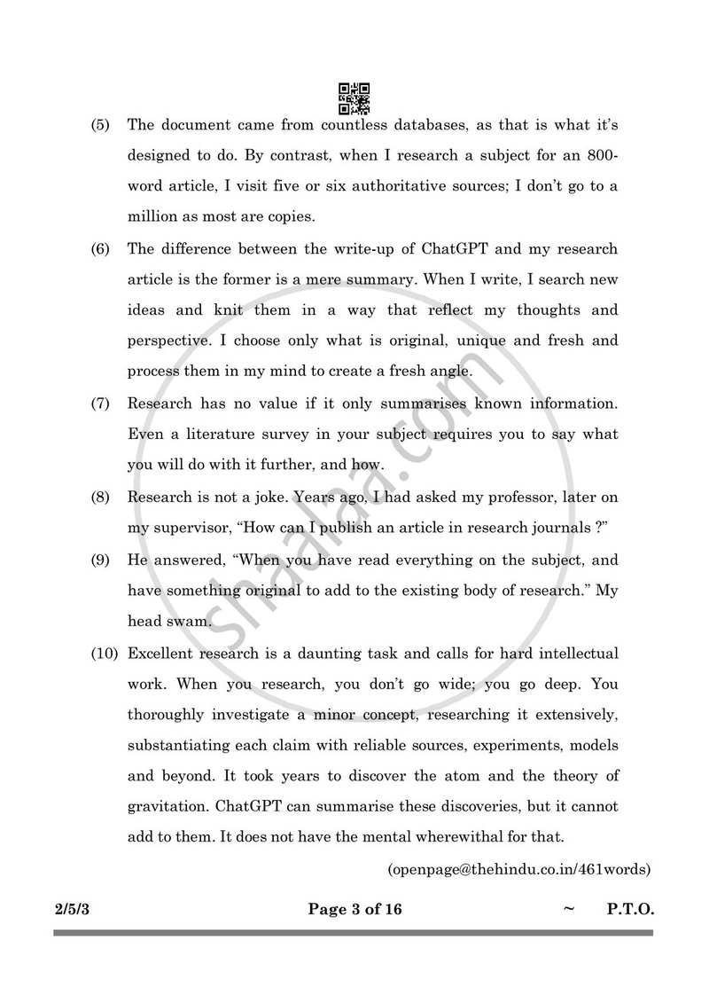 English - Language and Literature 2024-2025 Class 10 - CBSE (Central Board of Secondary Education) question paper with PDF download