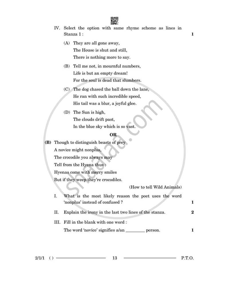 English - Language and Literature 2025-2026 Class 10 - CBSE (Central Board of Secondary Education) question paper with PDF download