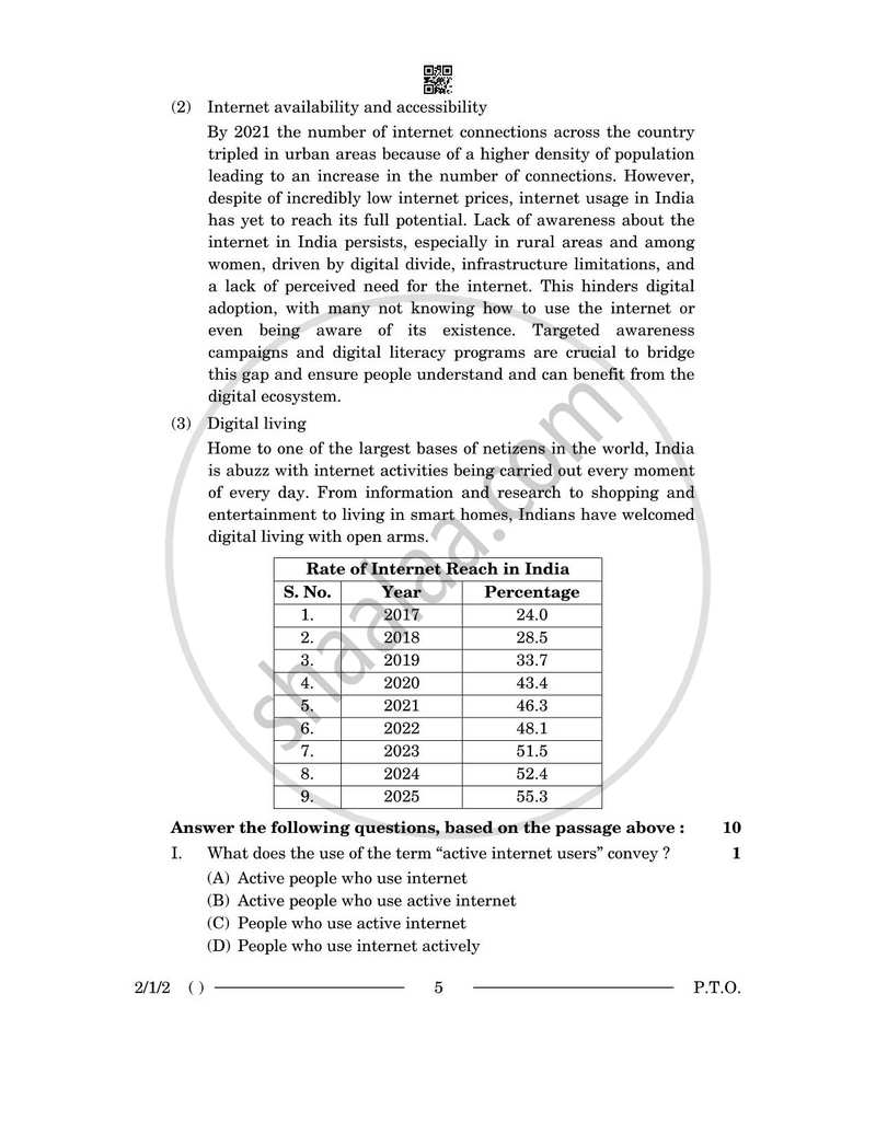 English - Language and Literature 2025-2026 Class 10 - CBSE (Central Board of Secondary Education) question paper with PDF download