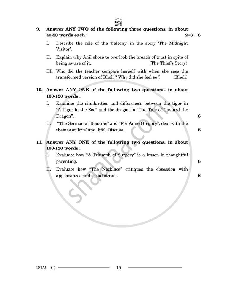 English - Language and Literature 2025-2026 Class 10 - CBSE (Central Board of Secondary Education) question paper with PDF download
