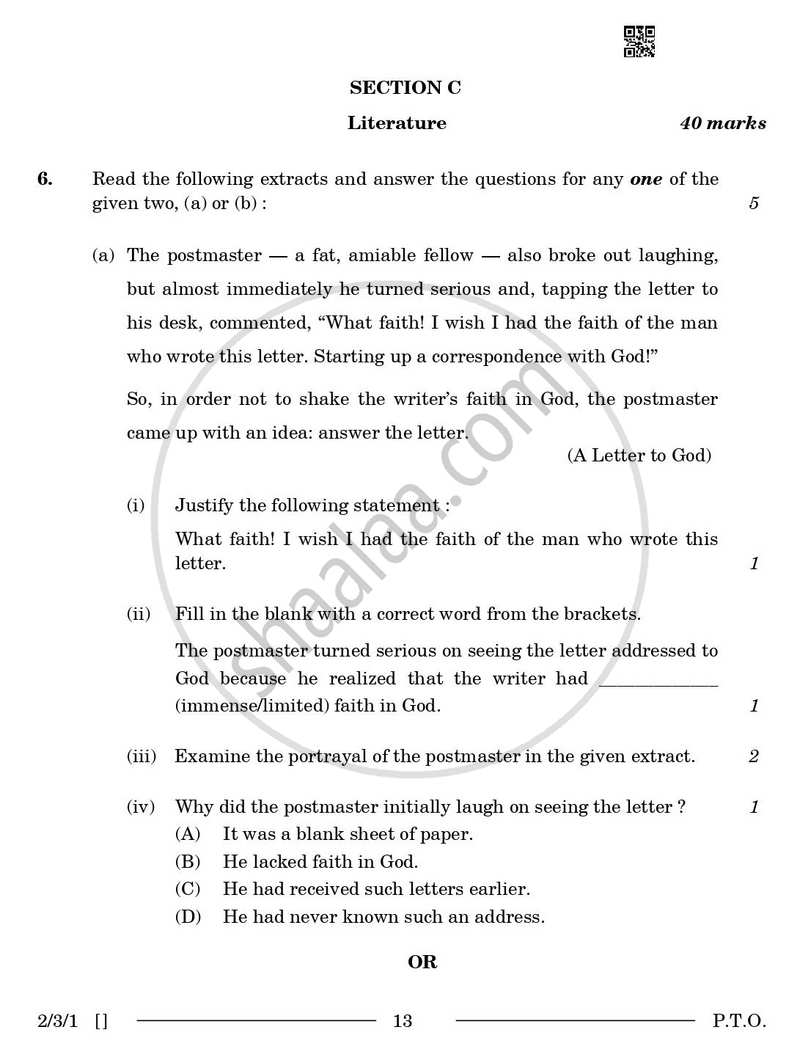 English - Language and Literature 2025-2026 Class 10 - CBSE (Central Board of Secondary Education) question paper with PDF download