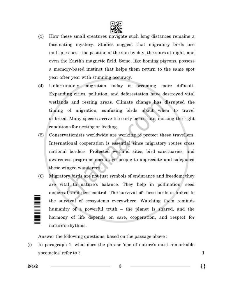 English - Language and Literature 2025-2026 Class 10 - CBSE (Central Board of Secondary Education) question paper with PDF download