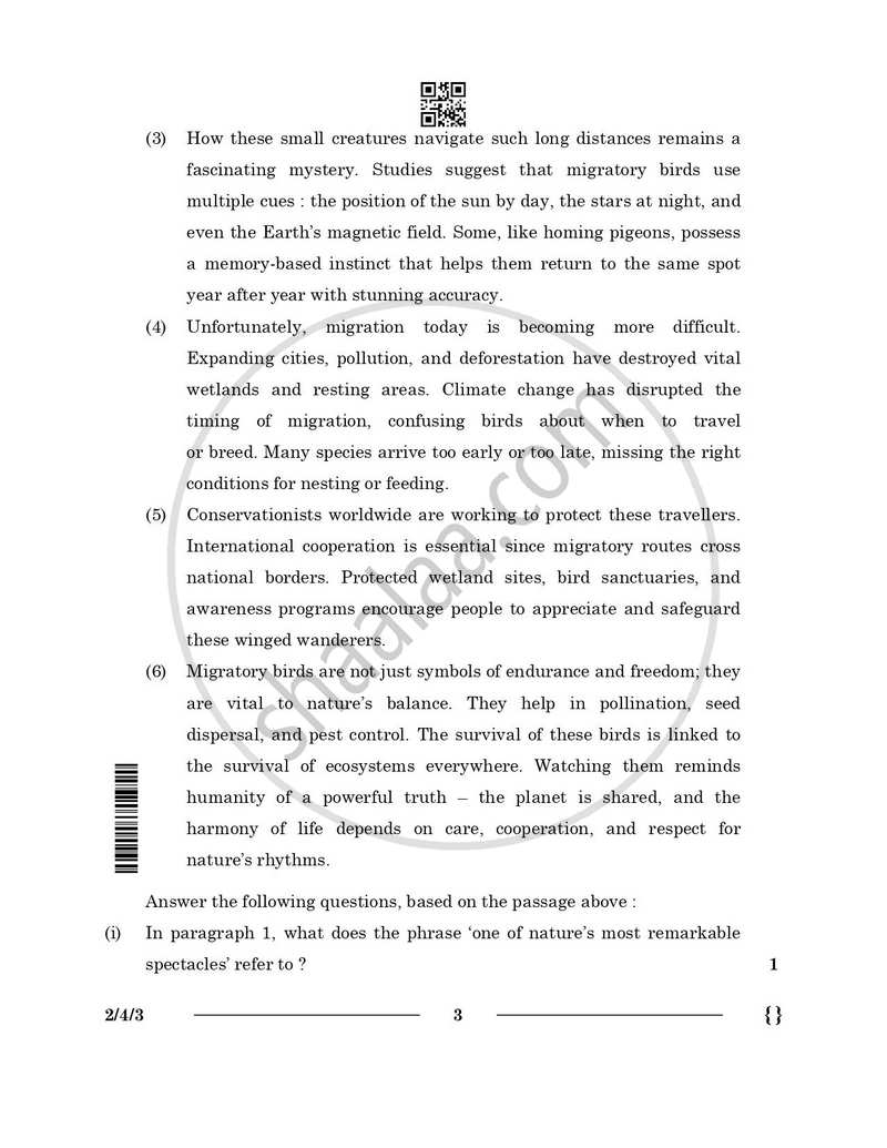 English - Language and Literature 2025-2026 Class 10 - CBSE (Central Board of Secondary Education) question paper with PDF download