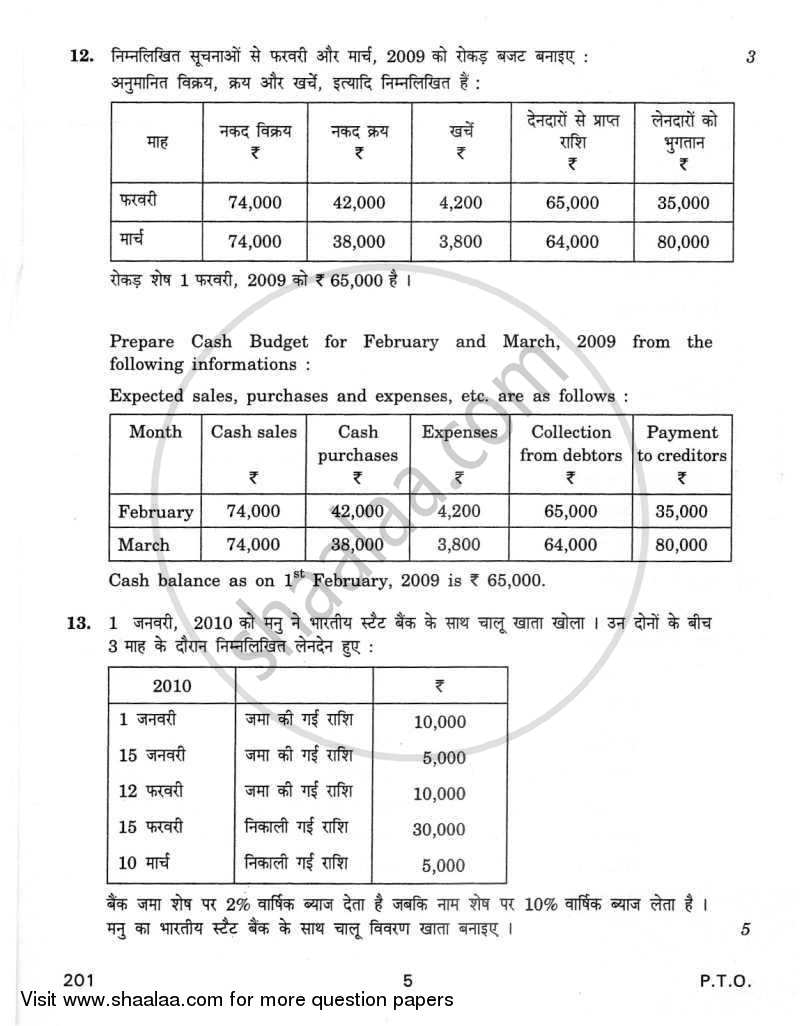 Financial Accounting 2011-2012 Class 12 - CBSE (Central Board of Secondary Education) question paper with PDF download