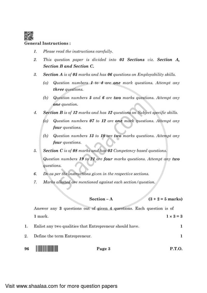Food Production 2021-2022 Class 10 - CBSE (Central Board of Secondary Education) question paper with PDF download