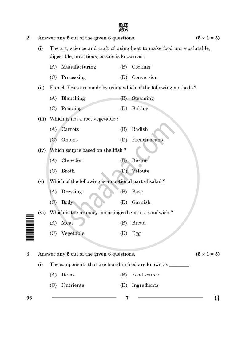 Food Production 2025-2026 Class 10 - CBSE (Central Board of Secondary Education) question paper with PDF download