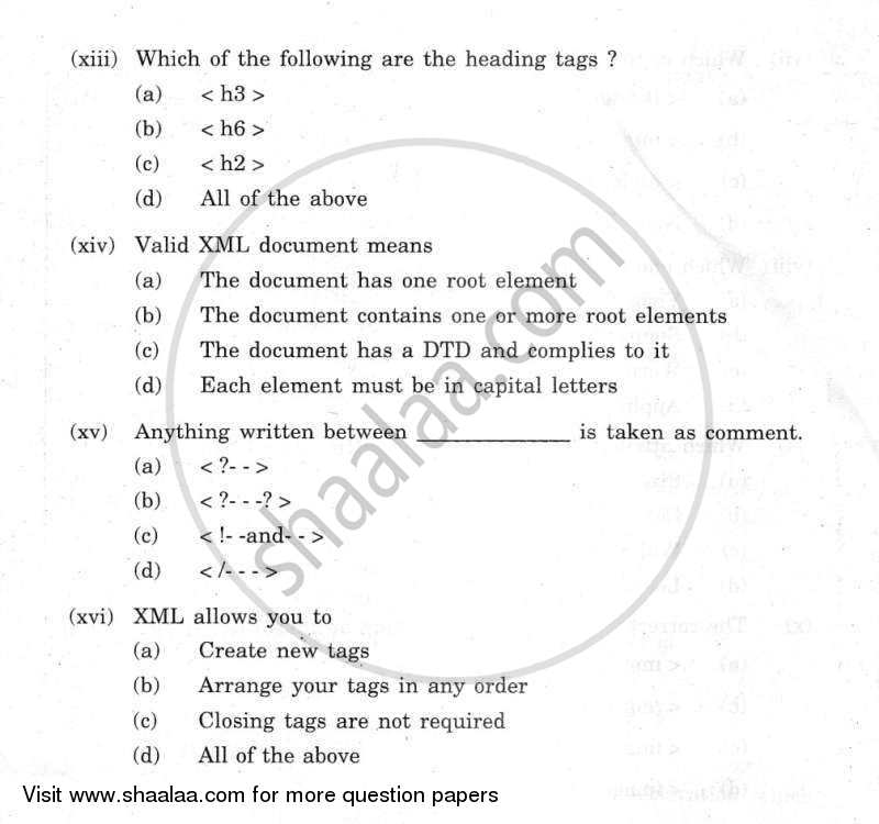 Foundation of Information Technology 2011-2012 Class 10 - CBSE (Central Board of Secondary Education) question paper with PDF download