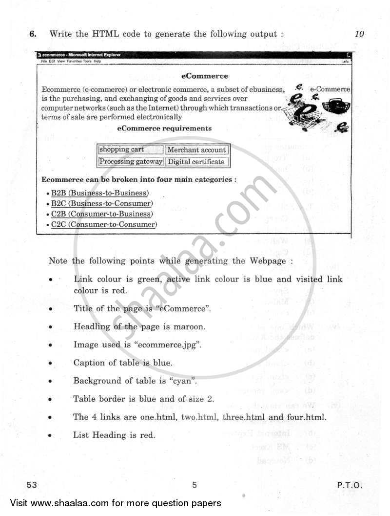 Foundation of Information Technology 2011-2012 Class 10 - CBSE (Central Board of Secondary Education) question paper with PDF download