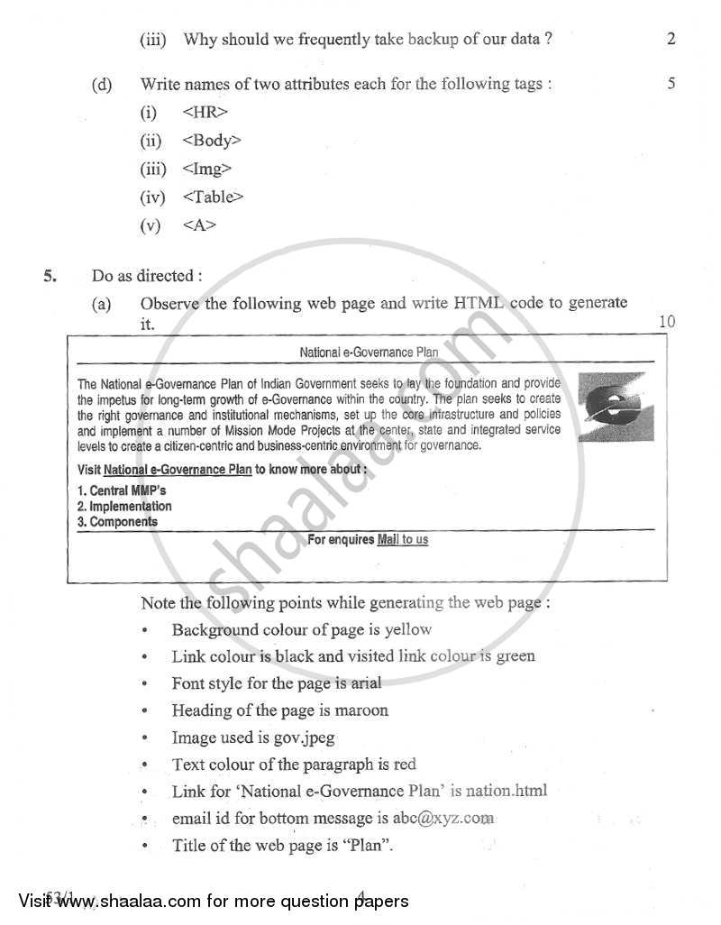 Foundation of Information Technology 2012-2013 Class 10 - CBSE (Central Board of Secondary Education) question paper with PDF download