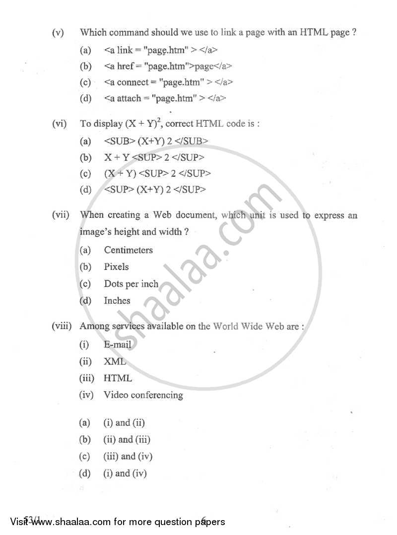 Foundation of Information Technology 2012-2013 Class 10 - CBSE (Central Board of Secondary Education) question paper with PDF download