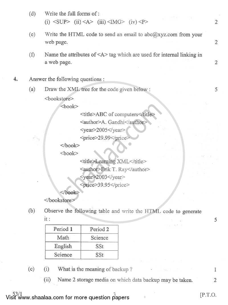 Foundation of Information Technology 2012-2013 Class 10 - CBSE (Central Board of Secondary Education) question paper with PDF download