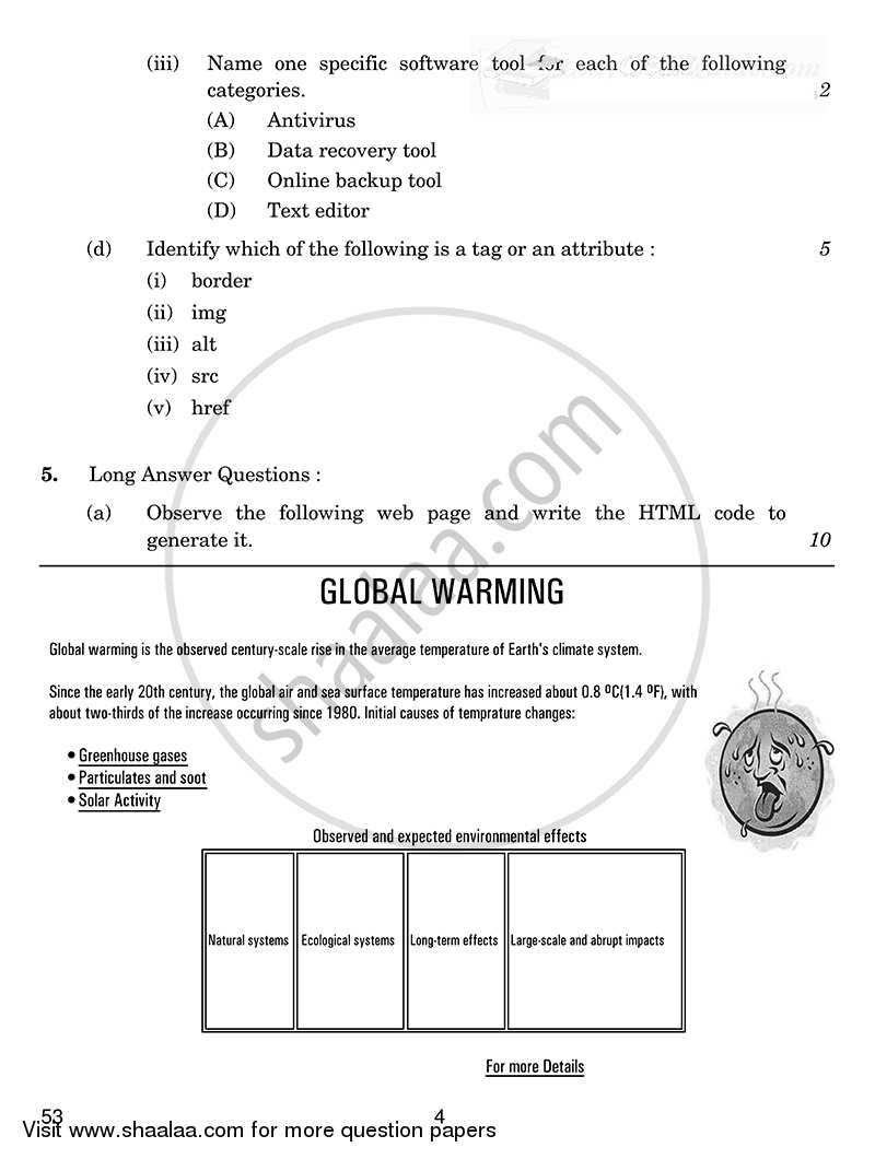 Foundation of Information Technology 2014-2015 Class 10 - CBSE (Central Board of Secondary Education) question paper with PDF download