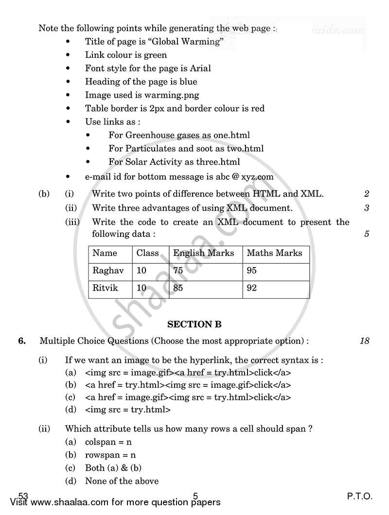 Foundation of Information Technology 2014-2015 Class 10 - CBSE (Central Board of Secondary Education) question paper with PDF download