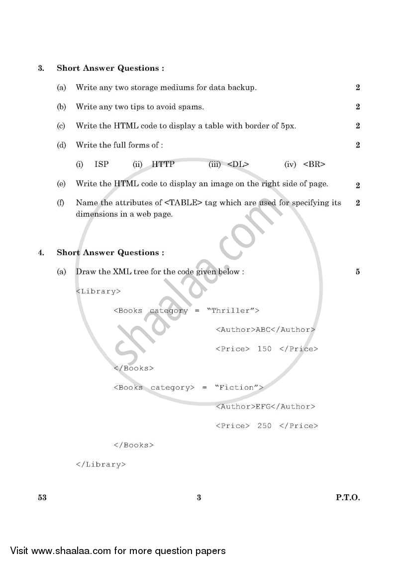 Foundation of Information Technology 2015-2016 Class 10 - CBSE (Central Board of Secondary Education) question paper with PDF download