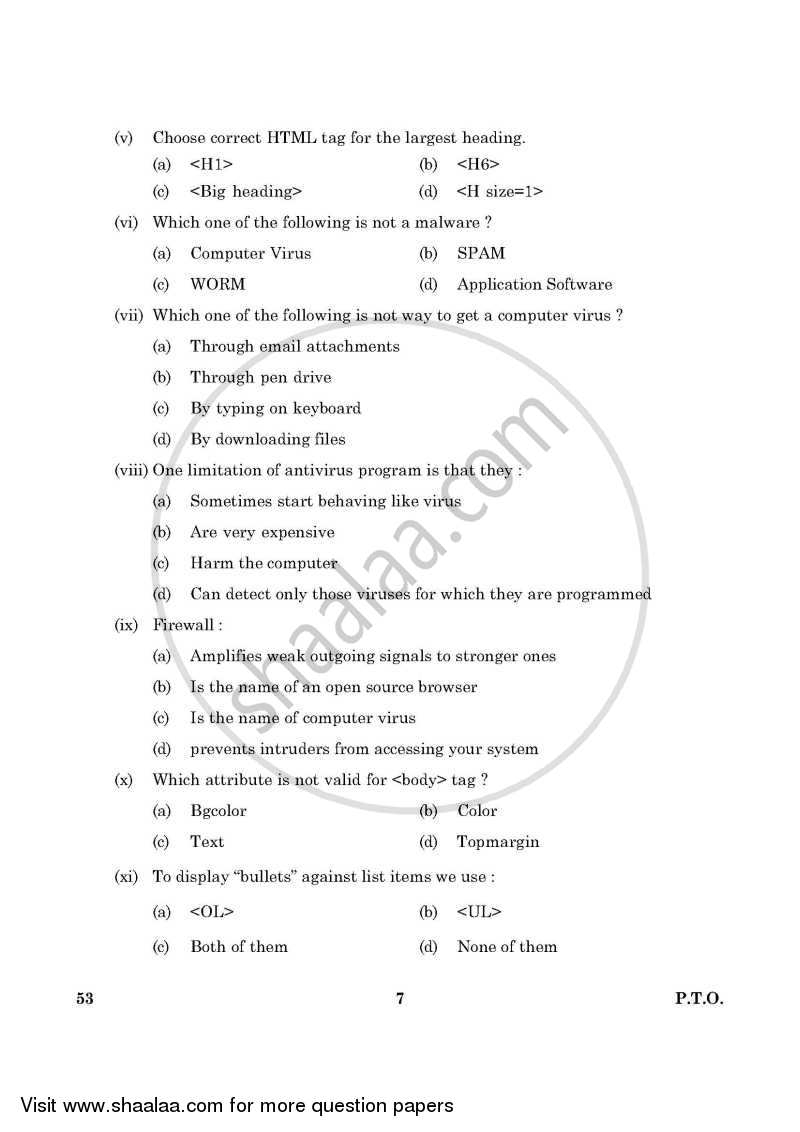 Foundation of Information Technology 2015-2016 Class 10 - CBSE (Central Board of Secondary Education) question paper with PDF download