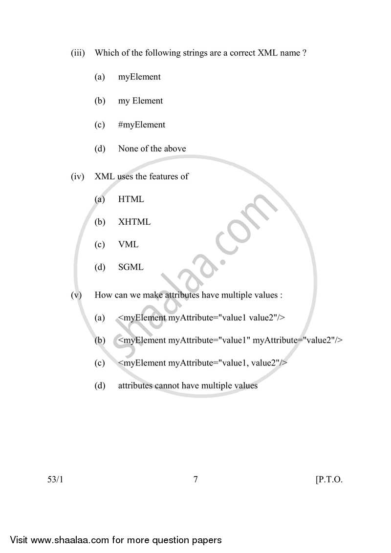 Foundation of Information Technology 2016-2017 Class 10 - CBSE (Central Board of Secondary Education) question paper with PDF download