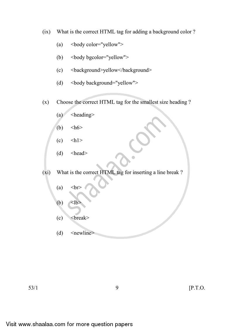Foundation of Information Technology 2016-2017 Class 10 - CBSE (Central Board of Secondary Education) question paper with PDF download
